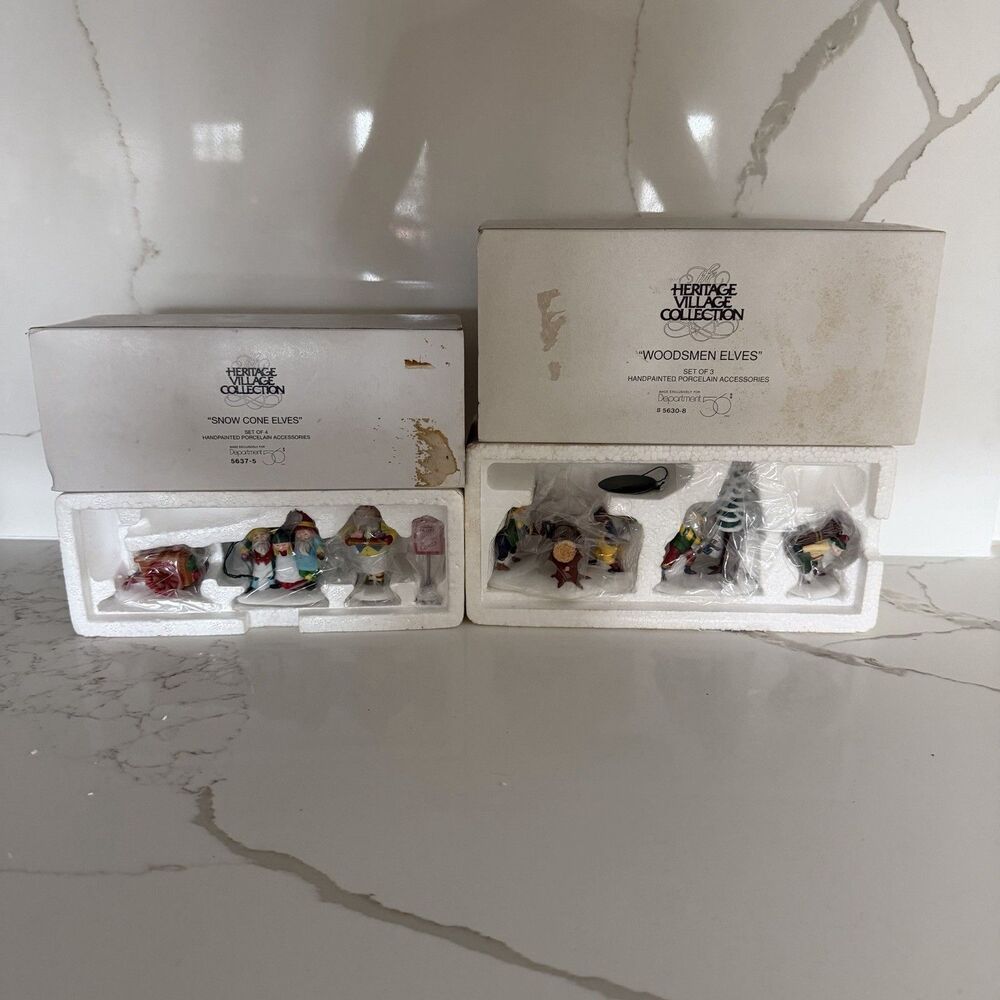 Dept 56 Lot of 2 Christmas Village Accessory Heritage Village Elves Woodland